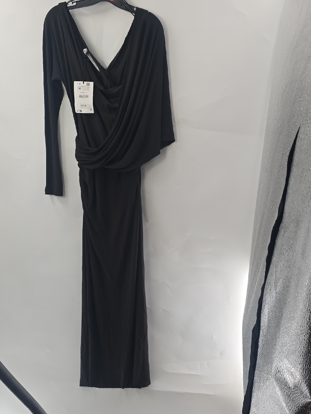 Zara Olive Green One-Shoulder Draped Maxi Dress - Picture 5 of 8